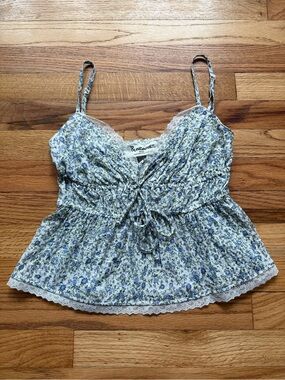 Blue Floral Lace-Trim Camisole Size XS